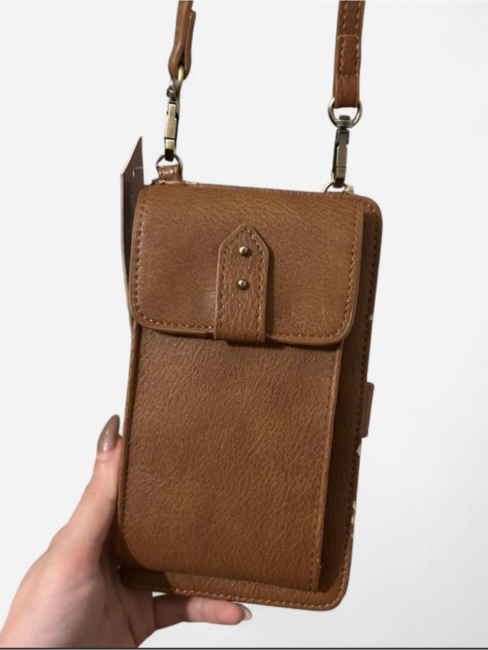 Antik Kraft Tan Leather Crossbody Phone Bag